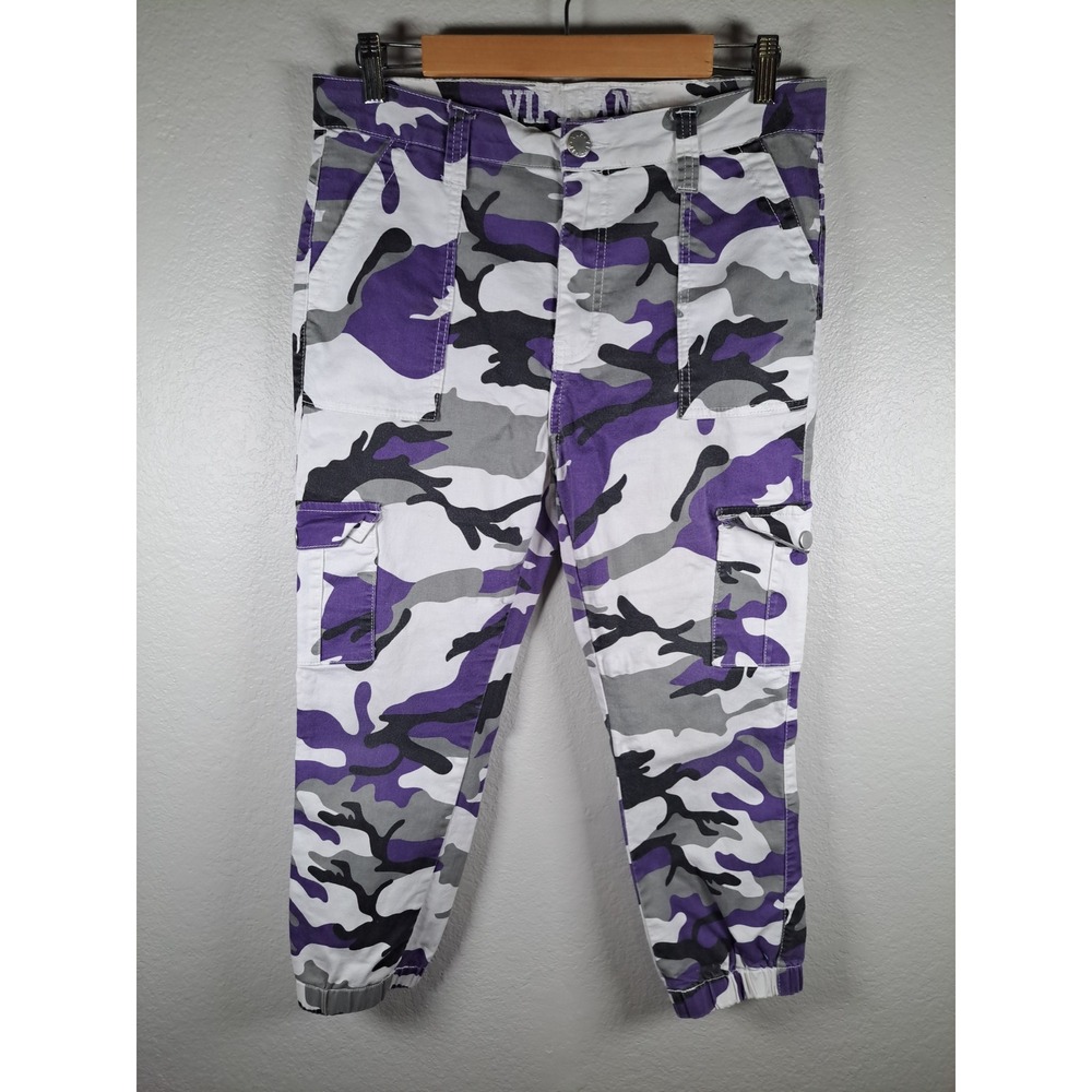 V.I.P. Jeans Purple Camo Cargo Jogger Pants Womens Size 15/32 Streetwear Utility
